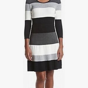 Tommy Hilfiger Monochrome Striped Long Sleeve Sweater Dress Women’s Size Medium